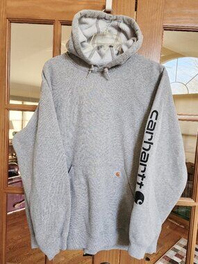 Carhartt Men's Long Sleeve Loose Fit Pullover Hoodie Gray Size XL